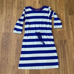 Merona striped royal blue/cream 3/4 quarter sleeve dress